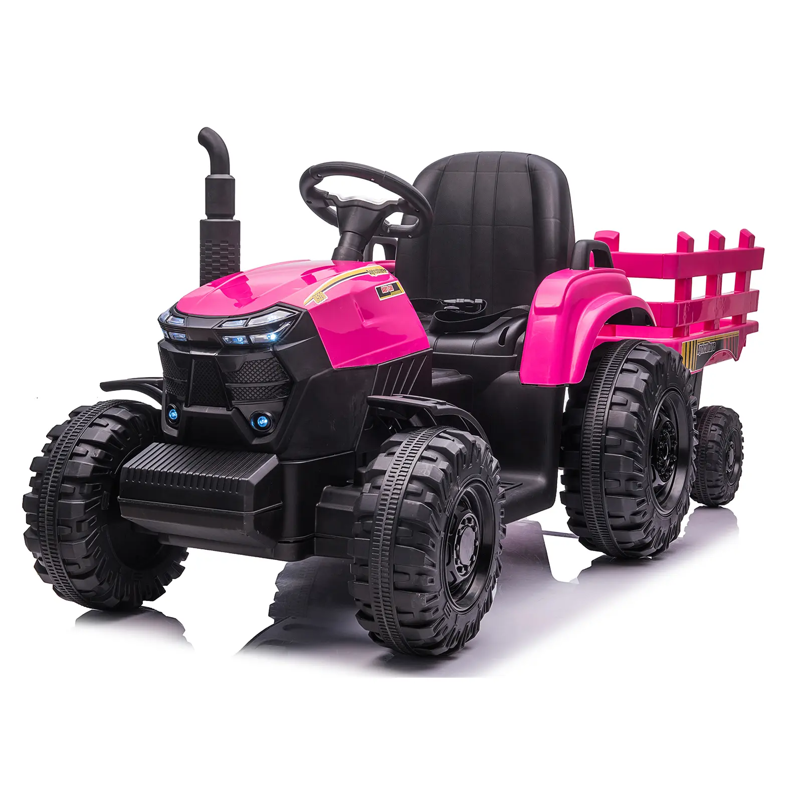 Garvee 12V Battery Powered Ride-On Tractor for Kids with Trailer – Dual Motors, LED Headlights, USB/MP3 Player, 4-Wheel Farm Vehicle – Outdoor Toy Car for Boys & Girls Ages 3-6