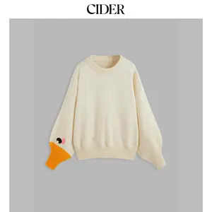Cider [size 0-26] Round Neck Goose Pattern Sleeve Knitted Top Curve & Plus