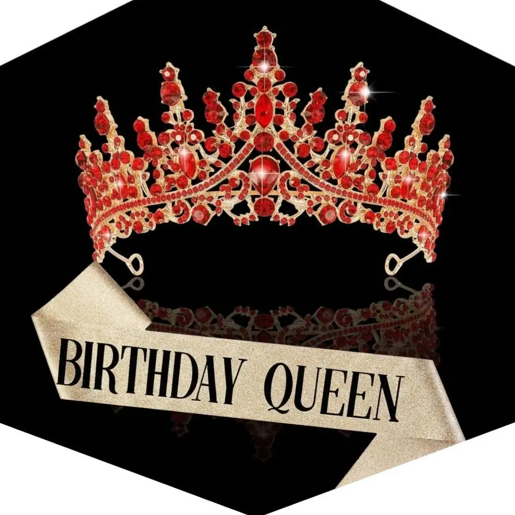 Women's Birthday Crown and Sash Set, Baroque Alloy Rhinestone Tiara with Gold Glitter 'Birthday Queen' Sash for Parties, Female, Princess Aesthetic, Romantic, Party Wear, Alloy+Crystal, Glitter Finish, One Size Fit