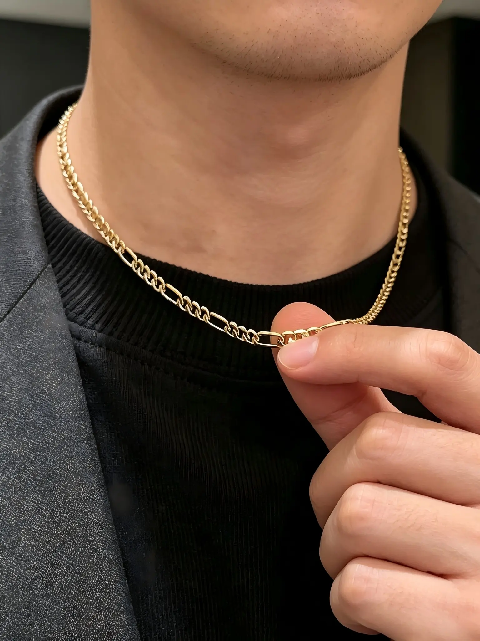 Men's Waterproof Stainless Steel Necklace, 3mm Fidelia Chain, Simple Design, Fashion Gift for Boyfriend, Stylish Accessory