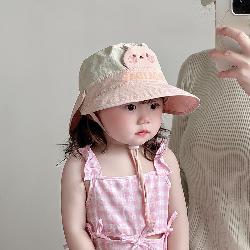 Baby Bucket Hat for Toddler Boys & Girls, Cartoon Wide Brim Sun Hat, Lightweight Quick-Dry Breathable Summer Cap with Adjustable Strap, Soft Sun Protection for Beach, Travel, Park & Outdoor Play