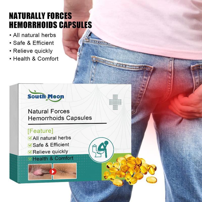 [Shipped locally, delivery within 3-6 days] South Moon Natural Forces Hemorrhoids Capsules for Internal & External Relief All Natural Herbs Safe Efficient Ointment for Perianal Discomfort