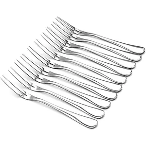 Crab Stainless Steel Forks,Escargot Fork 2 Prong Tasting Appetizer Forks Portable Cocktail Salad Fruit Forks for Party Travel,Set of 10, 5 Inches (10 Pcs)