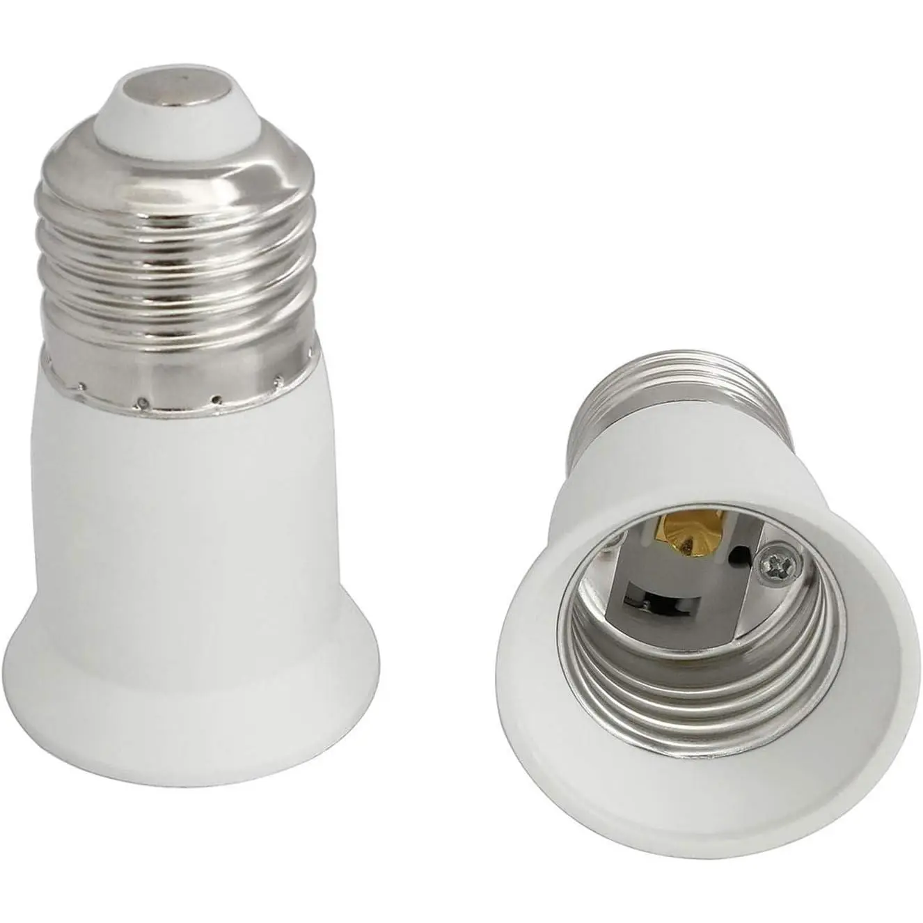 E26 to E27 Light Socket Extender 2 count 66mm E26 to E27 Lamp Bulb Extension Screw Base Converter Adapter