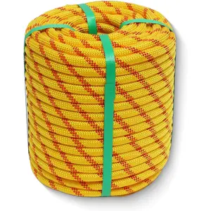 1/2 Inch Arborist Rigging Rope, 150 Ft 9000 lbs High Visibility Safety Bull Rope - 48-strand Double Braid Polyester, Low Stretch Static, Kink-resistant for Tree Rigging, Heavy Limb Lowering - Yellow