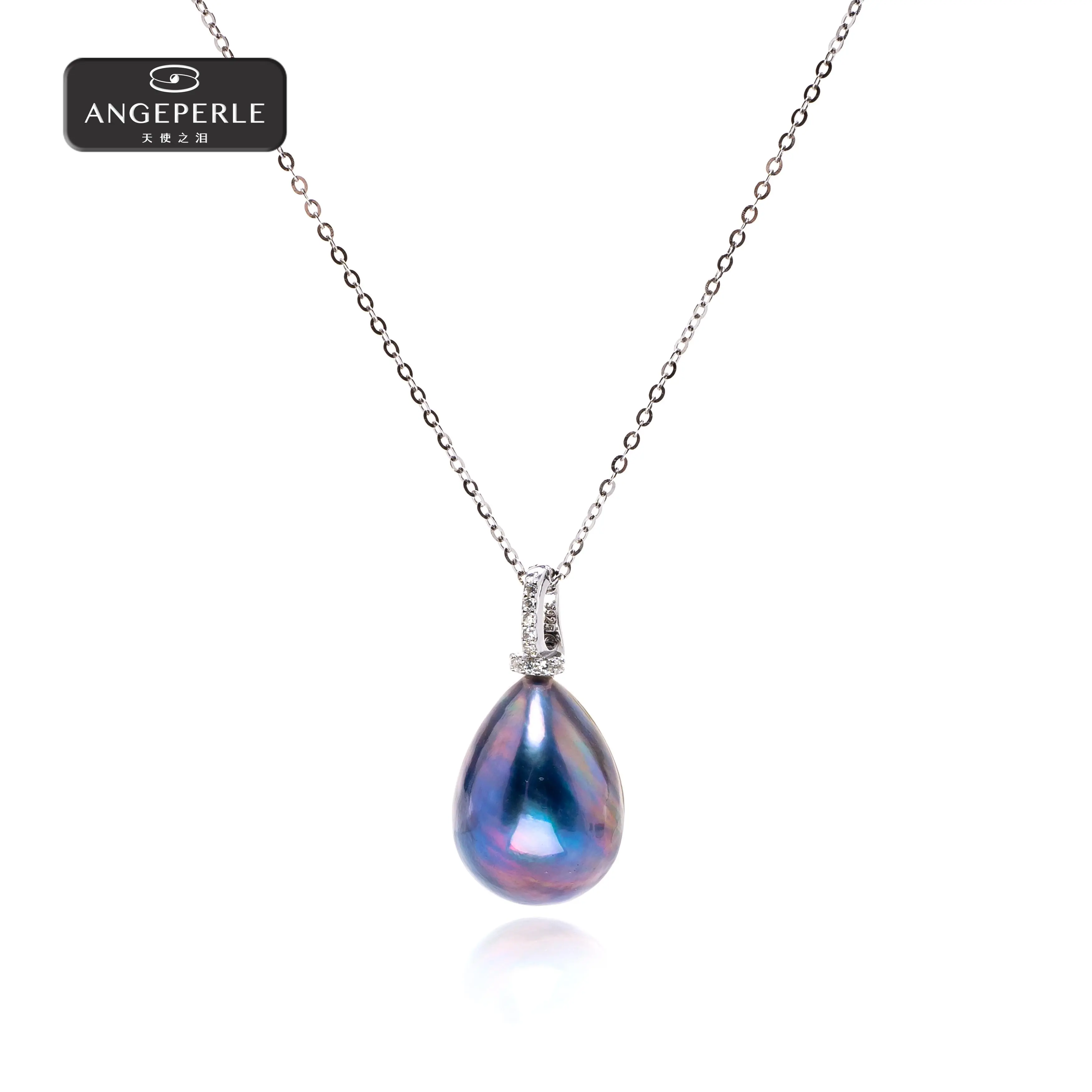 ANGEPERLE S925 Silver Mabe Pearl & Saltwater Pearl Convertible Clasp Pendant 12-14mm TSSLF288