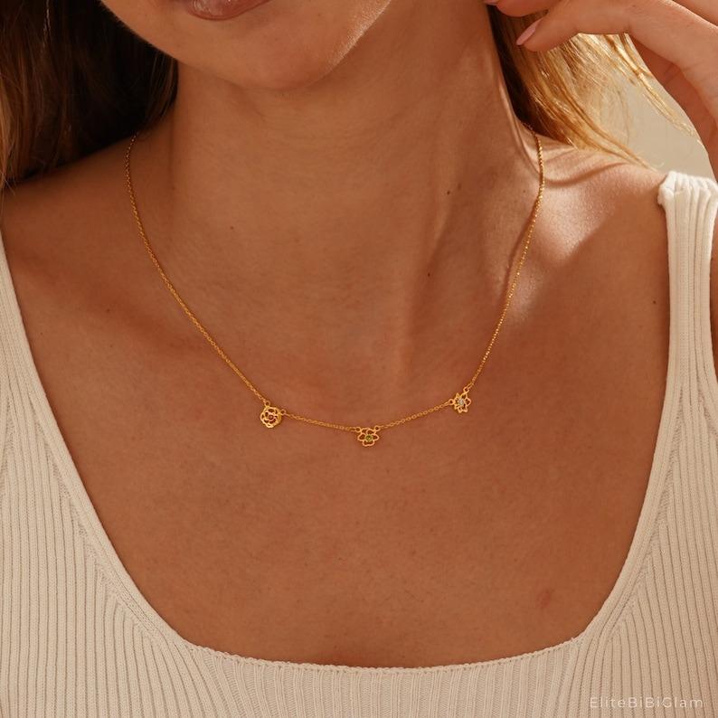 AS621 12 Birthday Flower Pendants Personalized Multiple Birthday Flower Stainless Steel Necklace Birthday Holiday Gifts