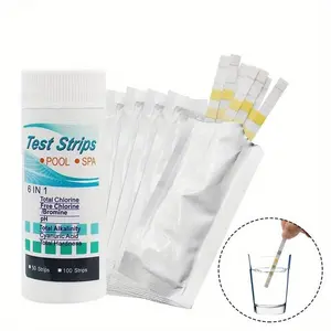 50 Counts 6-In-1 Water Test Strips, Water Quality Tester for Pool and Hot Tub, Test Chlorine, Ph, Alkalinity, Cyanuric Acid, Hardness, Color Chart Reading