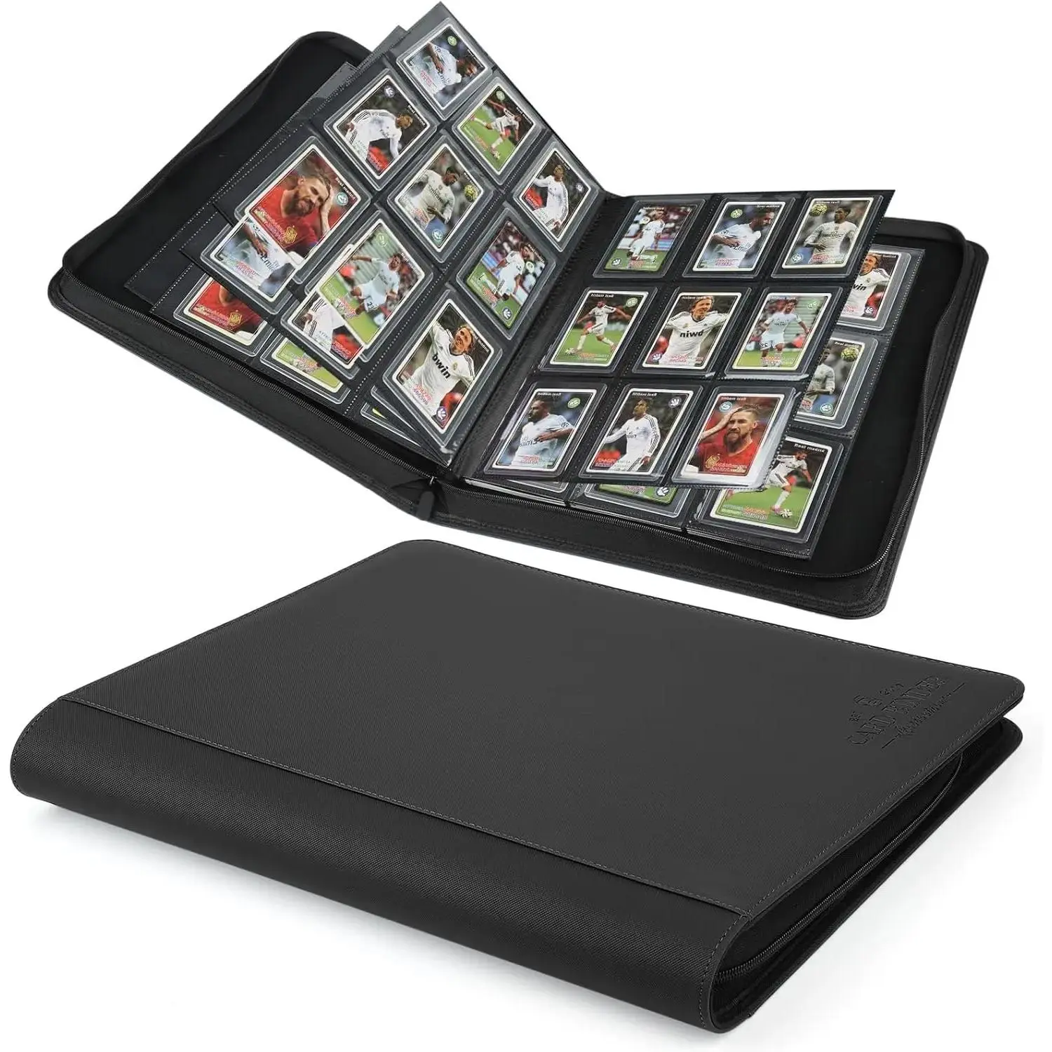 Toploader Binder,Toploader Hard Cases, 9-Pocket Pages Sleeves Hold up 288 Cards.Toploader Card Binder with Sleeves for “3×4” rigid, Card Holder(black)