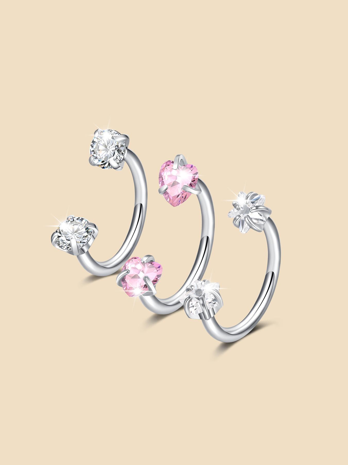 Stainless Steel CZ-Inlaid Nose Ring for Women and Men, Fashion Body Jewelry for Parties and Everyday Wear, Trendy Versatile Style, Exquisite Jewelry Gift