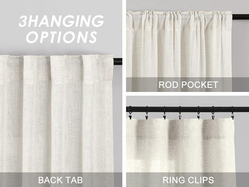 Linen Cafe Curtains 30 Inch Length Light Filtering Semi Sheer Mini Curtains for Small Window Basement Bathroom Natural Back Tab Rod Pocket Pleated Short Sheer Kitchen Curtain 30x30 Cream