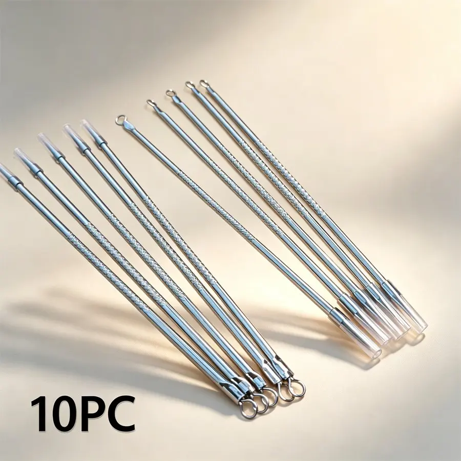 10pc Acne Needles Set, Blackhead Removal Tool Kit, Stainless Steel Pimple Stickers, Dark Spot Extraction Tools, Skin Care Essentials