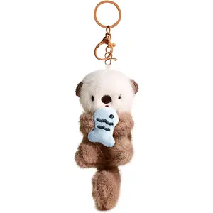 Plush Keychain Otter Charm for Women Teens & Animal Lovers | for Handbags Purses Backpacks & Car Keys | Birthday Gift