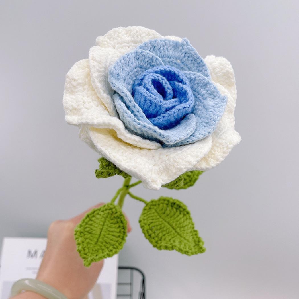 DIY Crochet Rose Bouquet Kit - Handmade Woven Flower Making Set, Complete Materials for Knitted Floral Arrangement