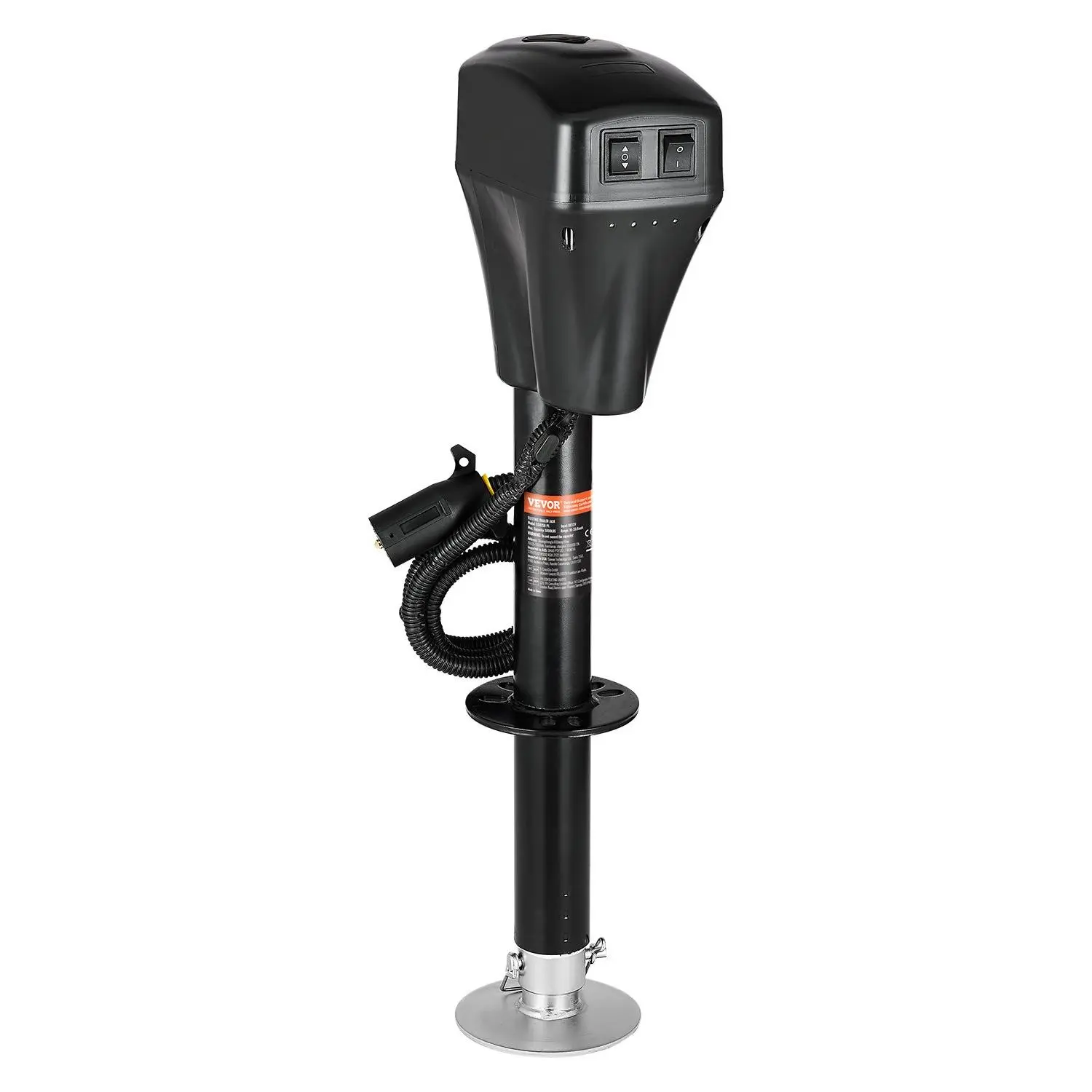 VEVOR Electric Trailer Jack, 5000 lbs, Heavy Duty RV Electric Power Tongue Jack with 7-pin Connector, Manual Crank Handle Weatherproof Jack Cover, 10"-28.3" Lift, for Trailers, Campers RVs, Black