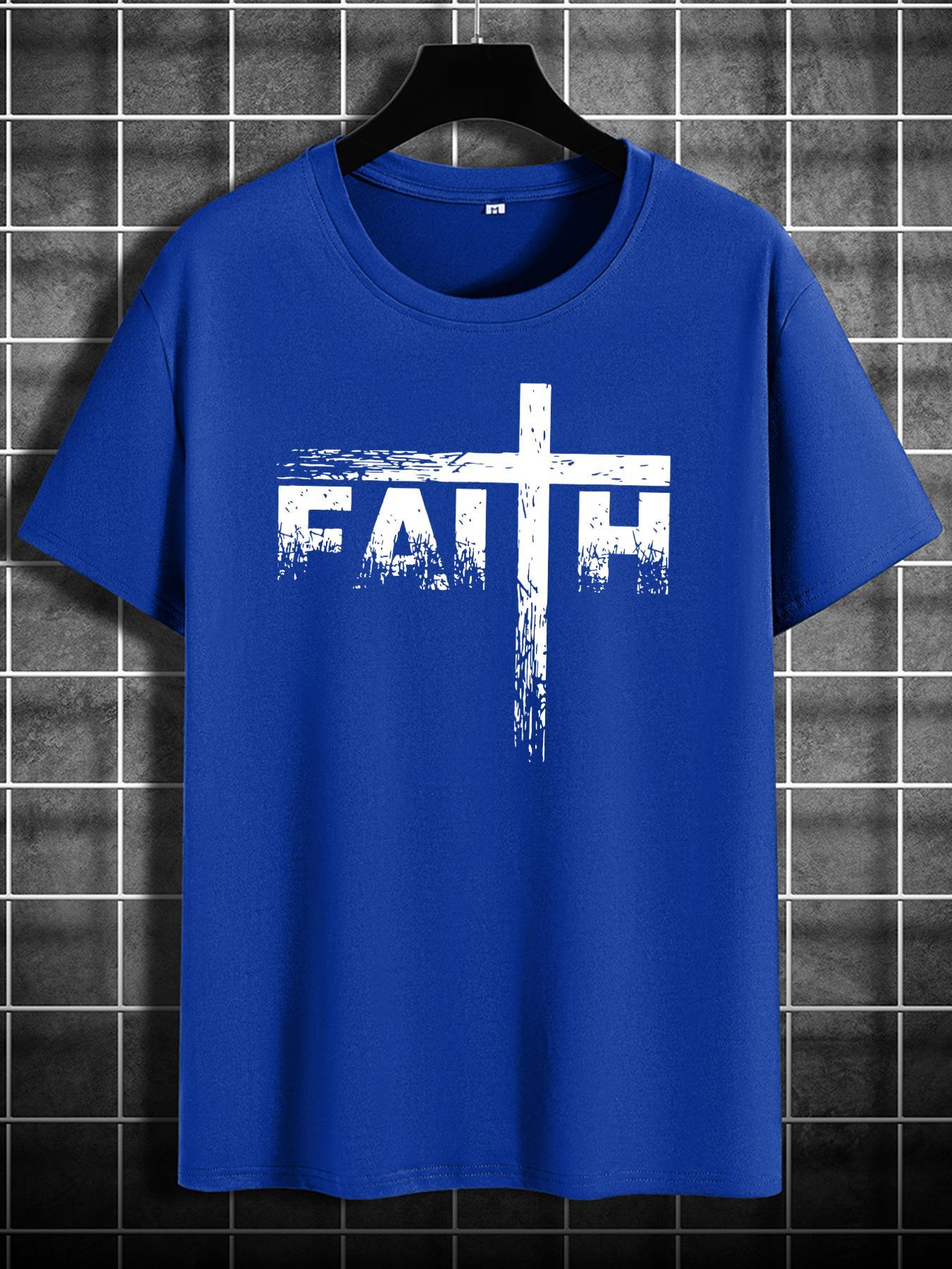 Men's Letter Print Round Neck Tee, Regular Fit Casual Short Sleeve Crew Neck T-shirt for Summer, Fashion Men's Top for Daily Wear, Athletic T Shirt