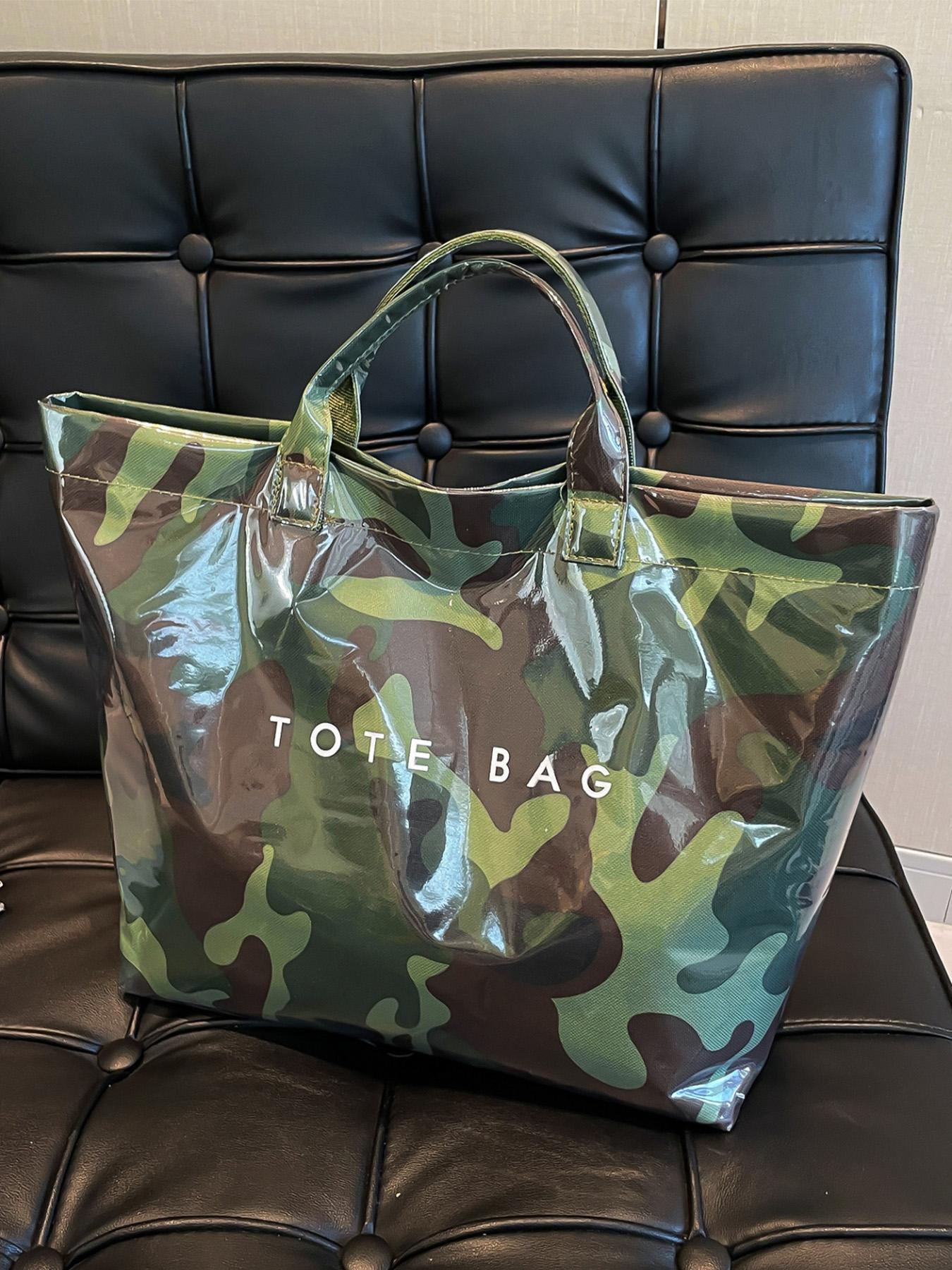 Fashion Camouflage Pattern Handbag, Casual Versatile PVC Tote Bag for Women, Trendy All-match Bag for Daily Commuting, Fashionable Bag for Daily Use