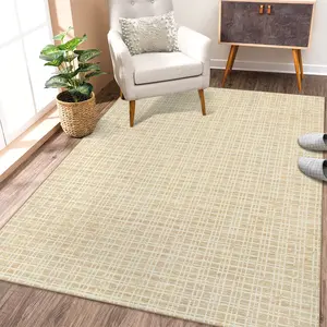 Washable Area Rugs, Modern Plaid Printed Indoor Floor Carpet with Non-Slip Backing, Contemporary Accent Carpet, Stain-Resistant Soft Low Pile Rugs for Living Room, Laundry, Office