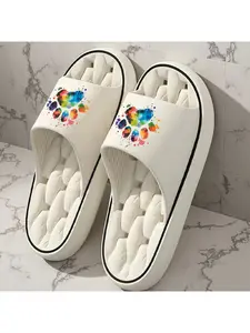 1 pair of unisex, new style slippers, colorful abstract animal paw print sandals, women's sandals, indoor/outdoor sandals, holiday gift sandals, room slippers, beach sandals, bathroom sandals, birthday gift slippers