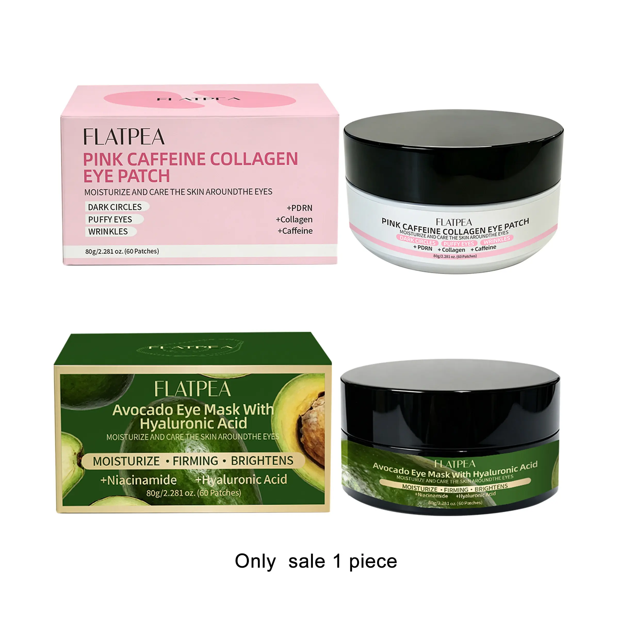 Collagen Eye Patches 60 Pcs, Caffeine & Avocado Niacinamide Under Eye Mask Under Eye Care for Dark Circles, Puffy Eyes, Wrinkles, Hydrating Brightening Caffeinated Eye Patches Anti-Aging Eye Treatment Patches for Men Women