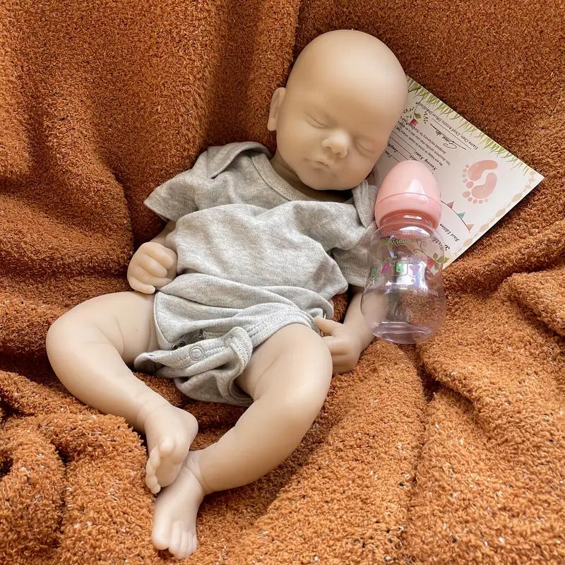 17-18in Unpainted Full Body Solid Silicone Reborn Boy & Girl Doll With Open Mouth Dress In Grey Outfits Handmade Soft Touch Waterproof Newborn Doll Toys For Family‘s Present 17-18in Unpainted Full Body Solid Silicone Reborn Boy & Girl Doll With Open Mouth Dress In Grey Outfits Handmade Soft Touch Waterproof Newborn Doll Toys For Family‘s Present