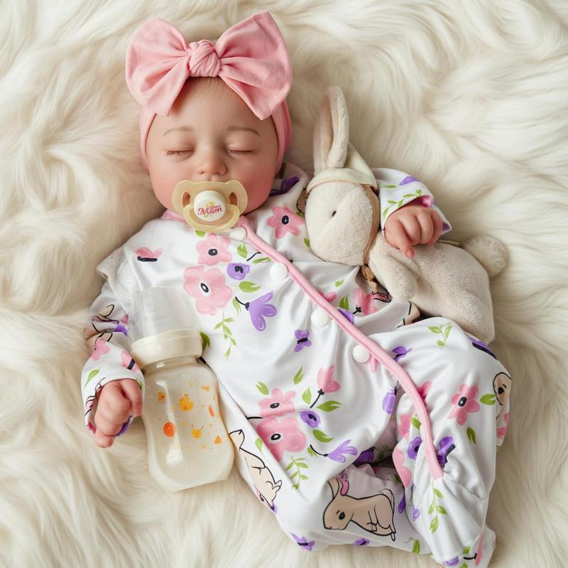 20 Inch Realistic Reborn Doll, 1 Set Lifelike Newborn Doll with Clothes & Accessories, Cute Clothes Dolls, Lovely Companion Toys for Birthday Gifts, Soft Cuddly Gift, Sleeping Doll