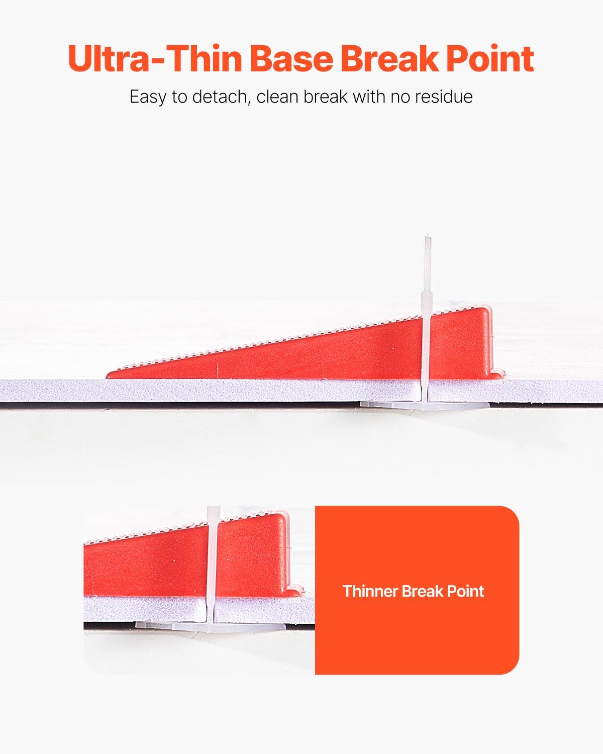 VEVOR Tile Leveling System Clips, 2200-Piece DIY Tile Leveler Spacers, 1/16"(1.5 mm) Tile Leveler Clips, Tile Leveling System Tile Installation Tools for Professional Ceramic Tile, Stone Installation