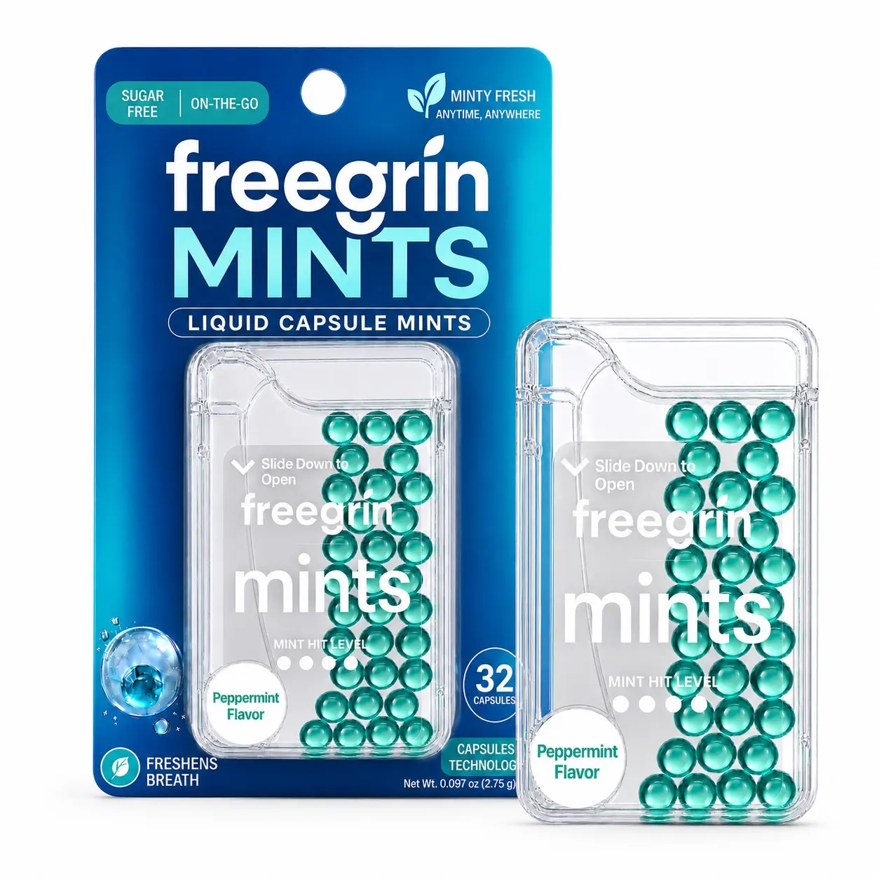 Freegrin Solid Mouthwash, Non-Edible, Sugar-Free Breath Freshener, 32 Count Portable Capsules, On-The-Go Oral Freshness for Travel & Daily Use