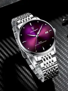 Men's Business Fashion Round Dial Stainless Steel Strap Quartz Watch, Durable Watch, Fashionable Wristwatch, Fashion Watch for Party, Daily Clothing Decor, Trendy All-match & Exquisite Watch for Gift without Box