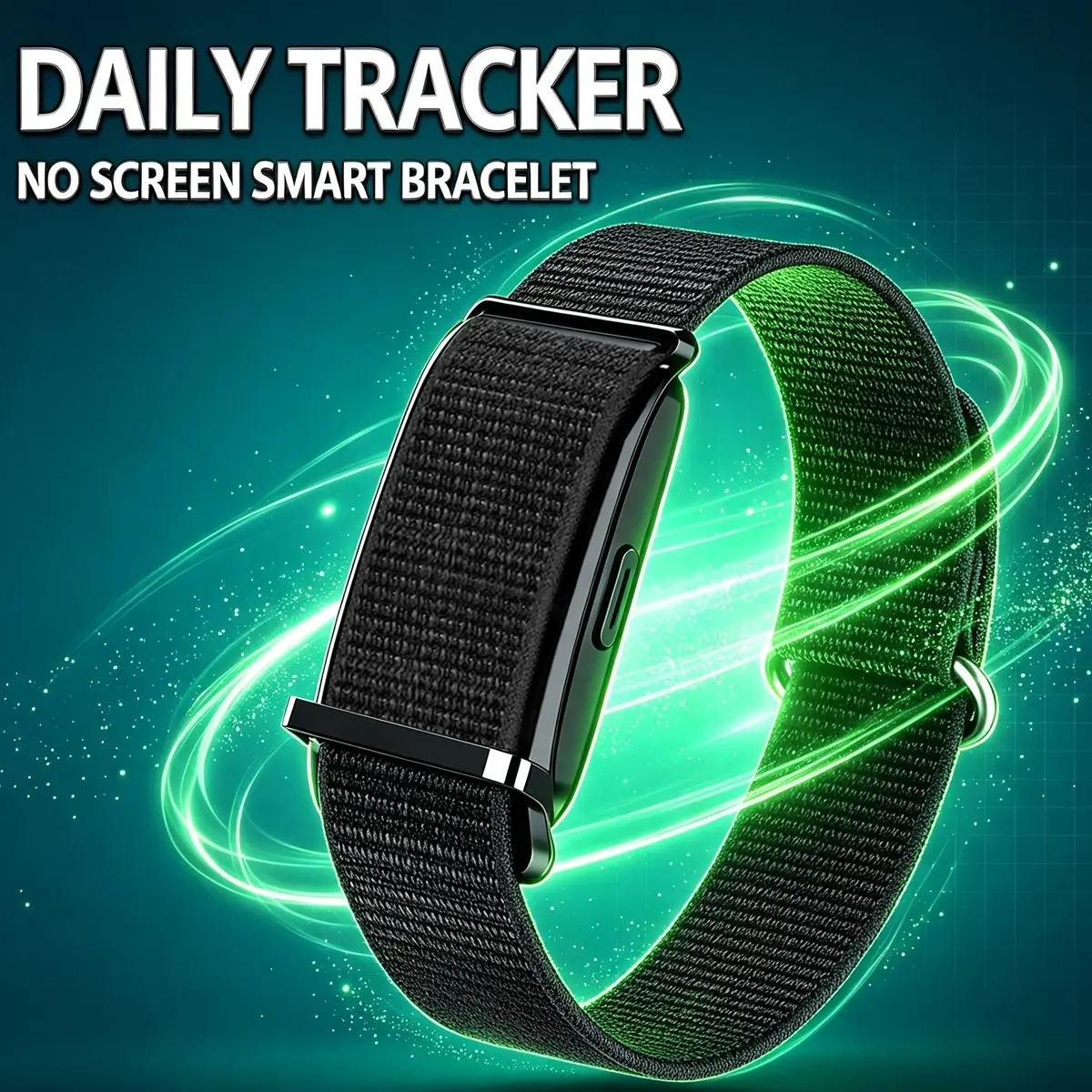 2026 Screenless Smart Fitness Band, Ultra-Light Body, Nylon Breathable Strap, IP68 Waterproof, Step Counter, Calorie Tracker, Unisex, No Screen Smart Band, Smart Bracelet, Smart Wristband, No Screen Fitness Band