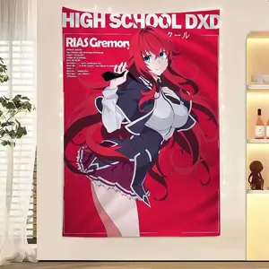 High School DxD Anime Flag Tapestry, Colorful Waifu Bohemian Wall Art, Otaku Dorm Decor Poster, Japanese Manga Fan Bedside Hanging Background