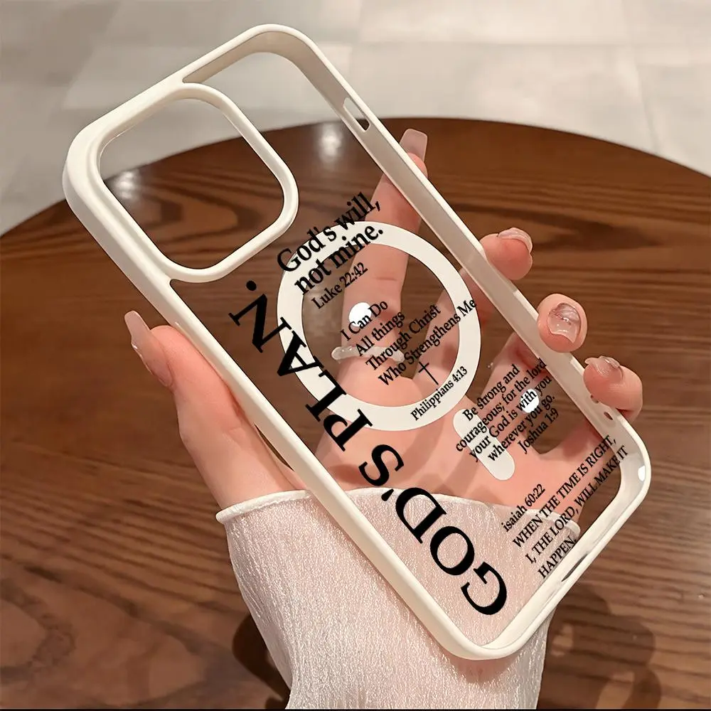 Premium Magnetic Phone Cases for iPhone11/12/13/14/15/16/17/Air/promax/Plus God's Plan Cross Faith Quote Philippians 4:13 2k cased MagSafe Ready, Anti-Fall, Springtok and Ultra-Thin Design