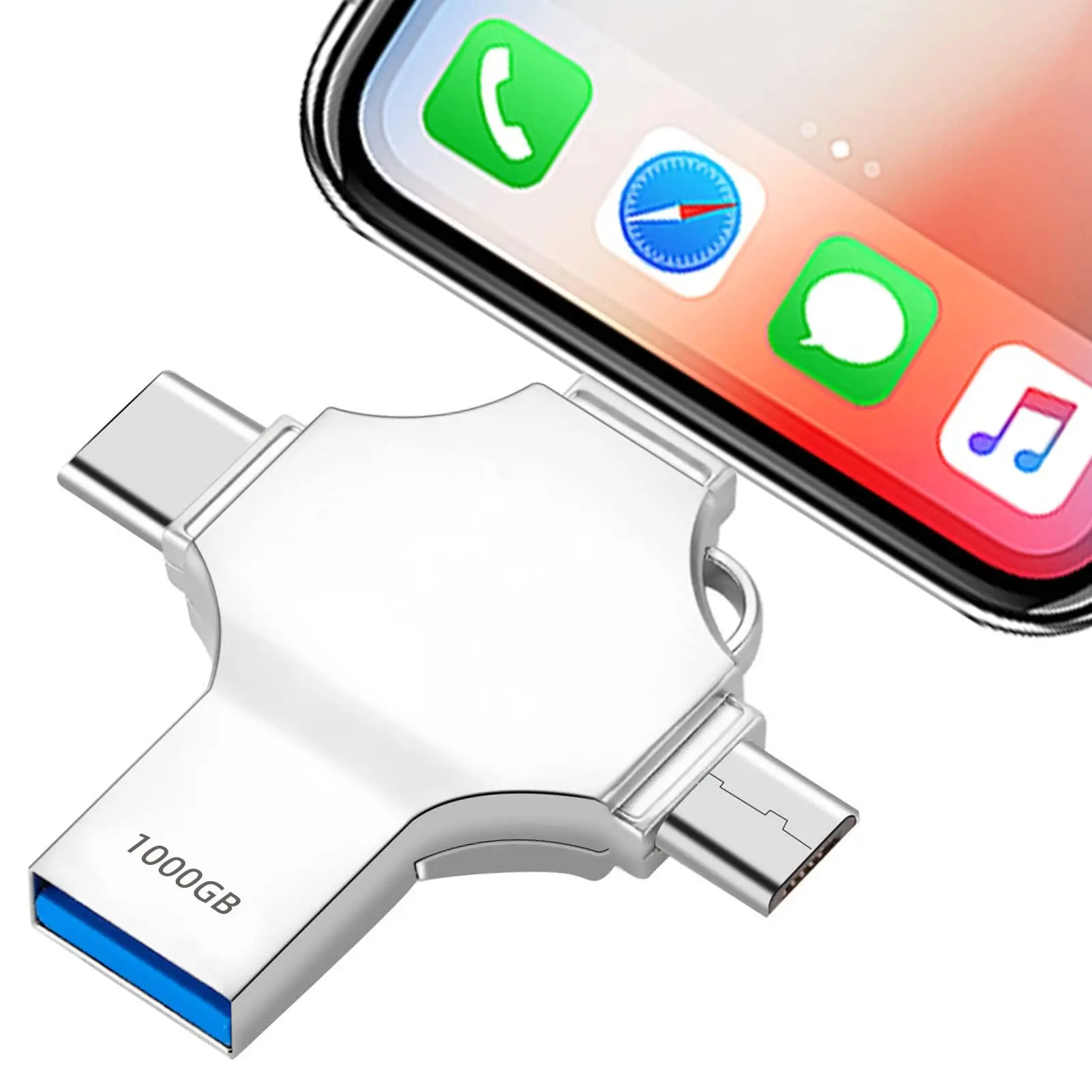 Photo Stick USB Flash Drive, 4-IN-1 Memory Stick High Speed USB 3.0 Thumb Drives Portable Mini Storage Device External Storage for Smartphone/Laptop/PC/Android and More Devices