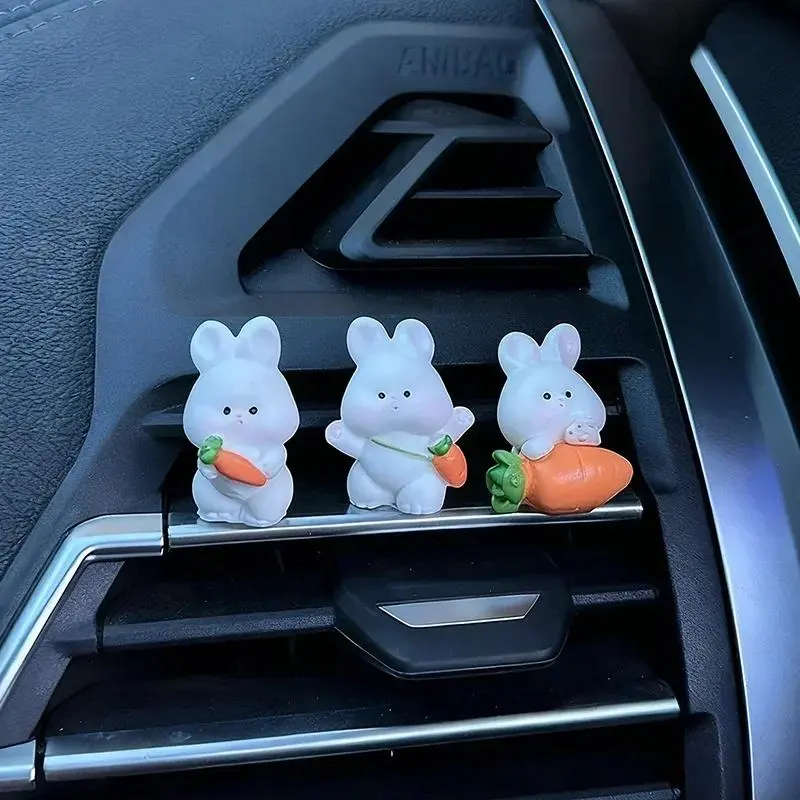 Cute Rabbit & Duck Car Interior Accessories, Viral Aesthetic Car Dashboard Decor, Air Vent Clip & Rearview Mirror Charm, Car Essentials Gifts for Women
