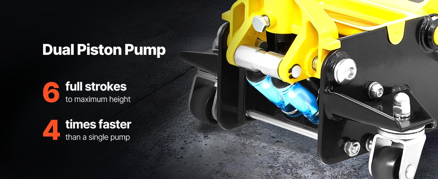 TikTokShopBlackFridayVEVOR 3 Ton Low Profile, Heavy-Duty Steel Racing Floor Jack with Dual Pistons Quick Lift Pump, Lifting Range 3.35"-19.69"