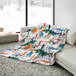 Beach Palm Tree Pattern Summer Cooling Blanket, Cozy Lightweight, Breathable and Cooling for Hot Summer Nights, Keep Body Cool, Cold Blanket for Napping & Afternoon Nap on Bed Couch