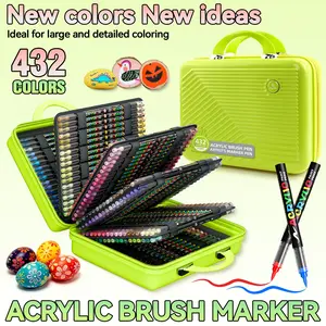 432 Colors Liquid Core Soft Tip Acrylic Markers Set, Non-Transparent Watercolor Pens, Ideal for Art, DIY, Gifts, Students, Office Use