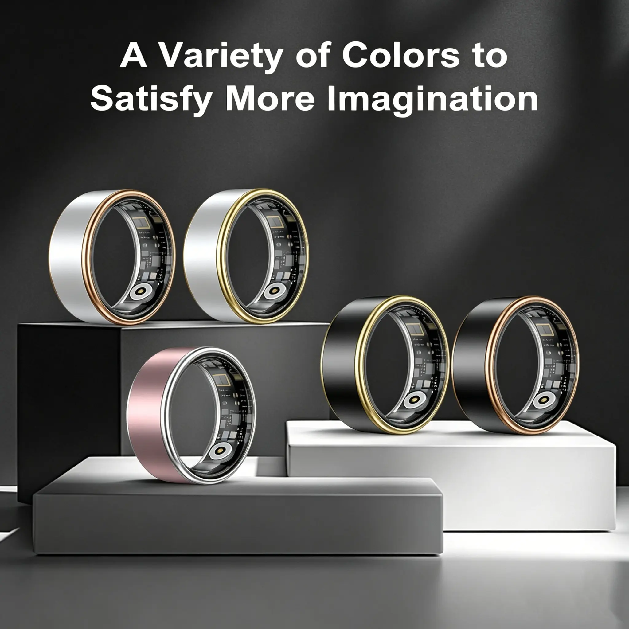 Multicolor Smart Ring, Wearable Devices, Bluetooth-compatible Connected, Ip67 Water Resistant, Heart Rate & Sleep Monitor, Gesture Control, Android Compatible