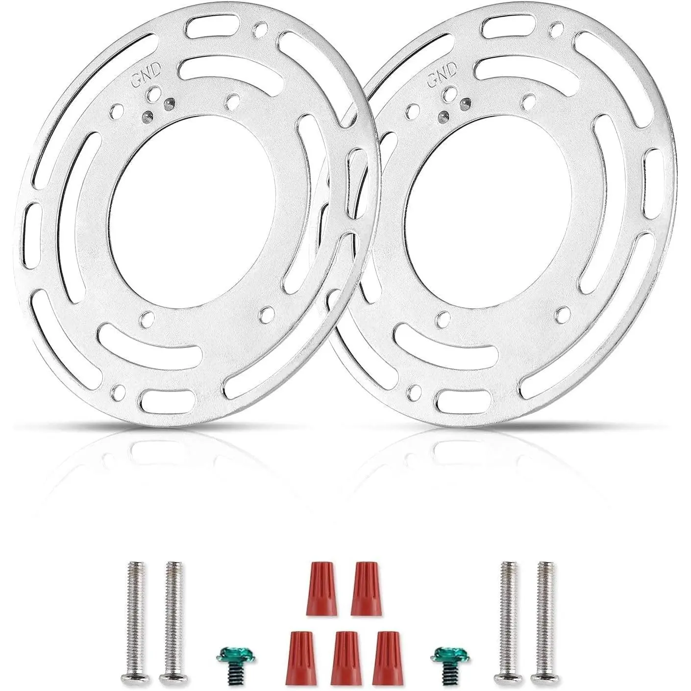 2-Pack 4-Inch Steel Adapter Plate with Ground Screw, Light Mount Bracket, Junction Box Accessory for Wall or Ceiling Fixtures (Ceiling Fan & Light Compatible)