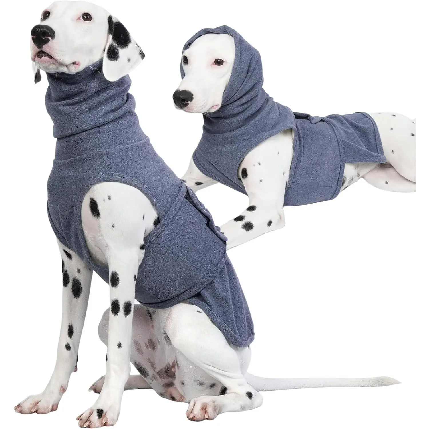 Dog Anxiety Jackets, Calming Jacket for Anxiety with Hoodie Soft Ears Cover, Anti Stress Jacket for Fireworks Travel Vet Visit, Weighted Vest Blue 2XL