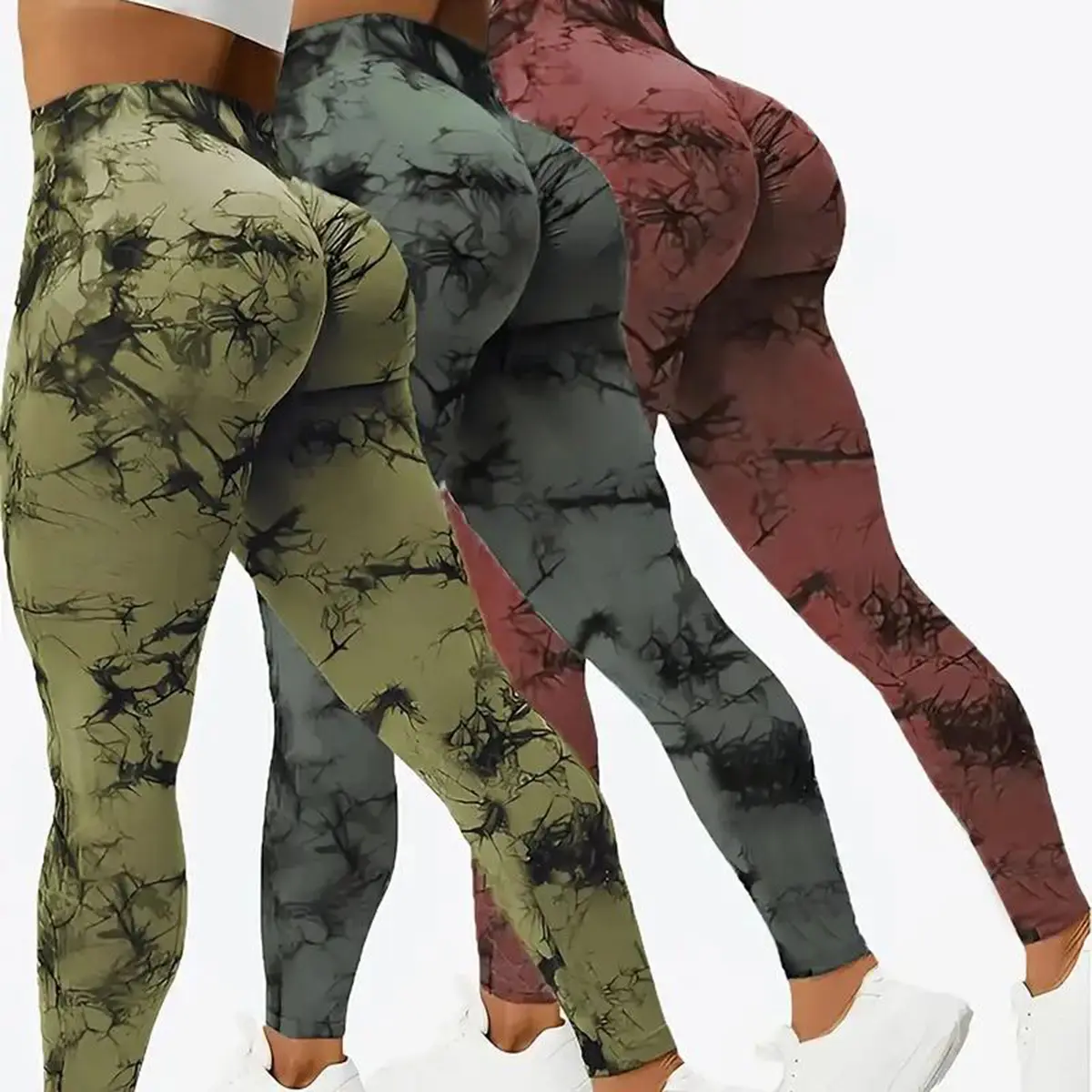 Tie Dye Leggings for Women Tummy Control High Waisted Workout Gym Seamless Impact Yoga Pants