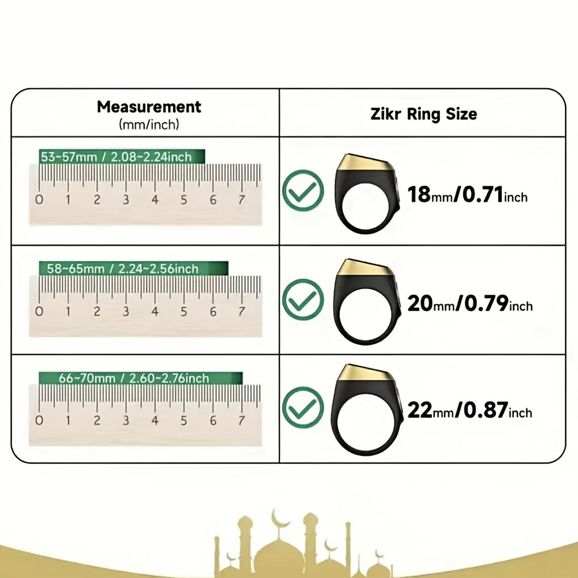 Newly Upgraded High-end Counting Ring, Sports Ring, Tasbih, ZIKR, Three Adjustable Sizes, Includes Charging Case, Longer-lasting and Convenient Battery Life, Suitable for All Seasons, Ideal for Prayer Counting, Sports Step Tracking, Etc