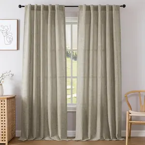 Linen Curtains 84 Inch Length, Light Filtering  Curtains for Living Room and Bedroom,  Style,  Tab and Rod Pocket, 52 x 84 Inches, 2 Panels