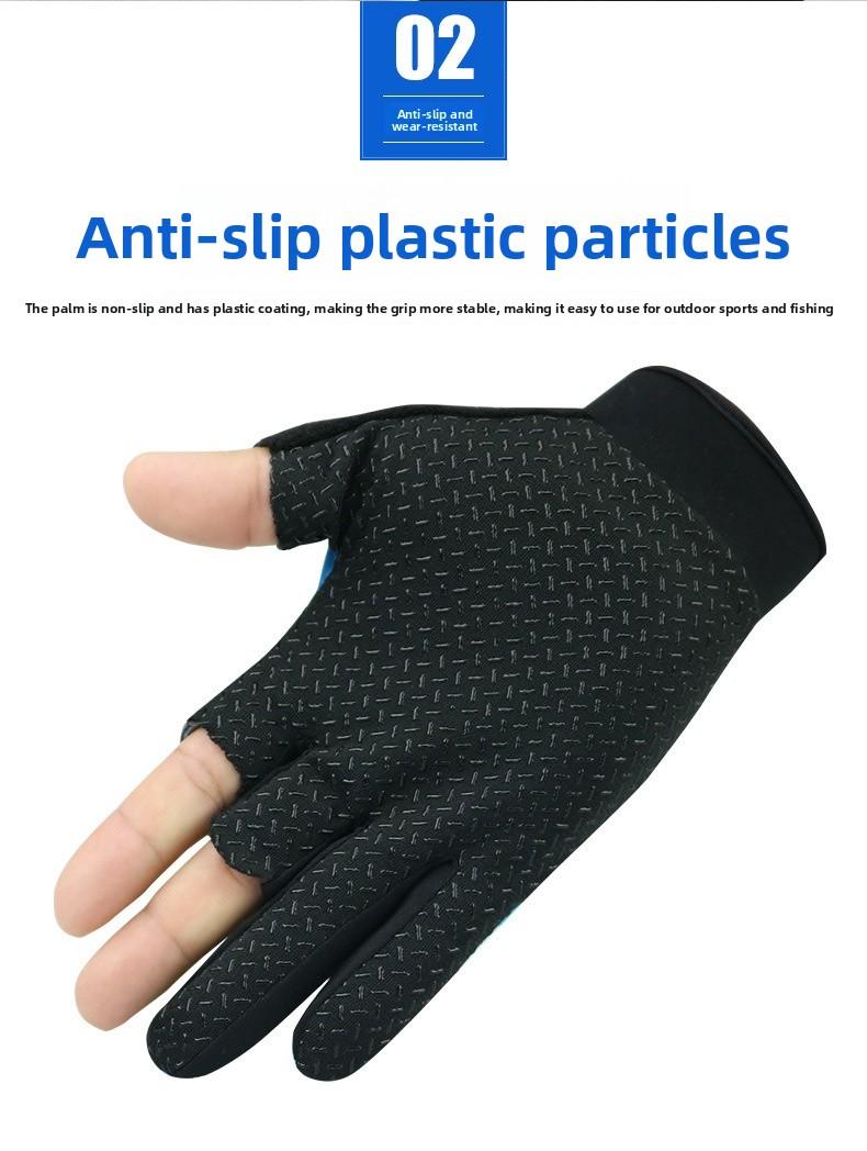Cycling Lure Fishing Gloves UV Protection Windproof Breathable Cut-Resistant Non-Slip Three-Finger Gloves for Spring Summer Winter Sports Fishing Gear