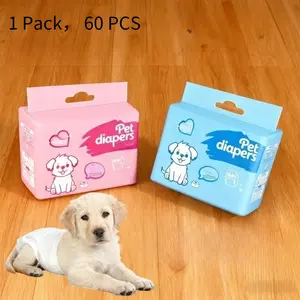 Ultra-Thin Breathable Dog Diapers, 60 Pcs Comfort Fit Absorbent Pads, Male & Female Dog Incontinence Pants, Soft Fabric for Daily Wear
