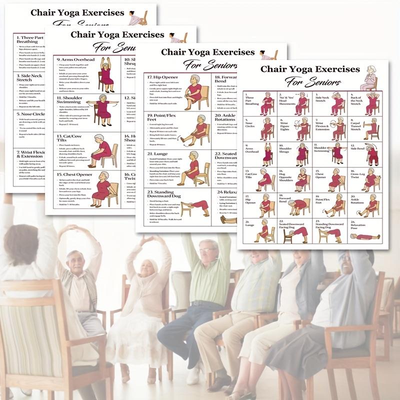 4-Piece Chair Yoga Set for Seniors, Beginner-Friendly, Ideal for Home & Office Use, Includes Detailed Exercise Instructions