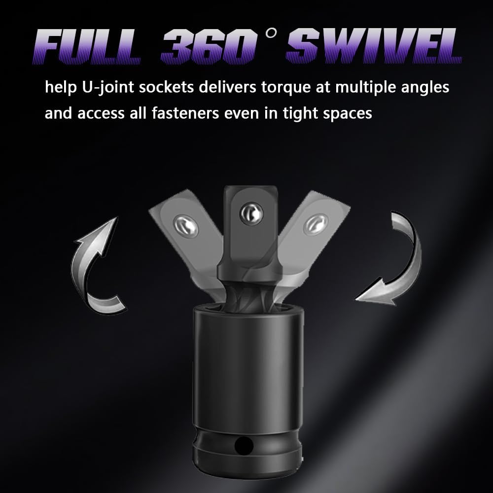 Universal Joint-Socket, Impact Swivel Socket Set, 3-, 1/4-Inch, 3/8-Inch, 1/2-Inch Drive Set....