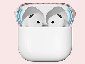 BASIC SUPPLY with Safety Lock for AirPods 4 Case,Clear Floral Cute AirPod 4th Generation Case for Women Girly with Cleaner Kit and Keychain- Purple Flower