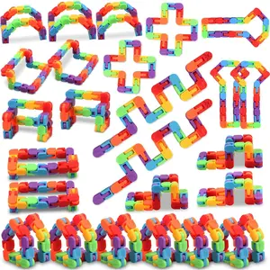 30pcs Fidget Toys Bulk for Kids: Snap and Click Sensory Puzzle, Goodie Bag, Treasure Box Prizes, Birthday Gifts, Stocking Stuffers, Classroom Reward for Student, Teen, Rainbow Party Favorsfidget toys