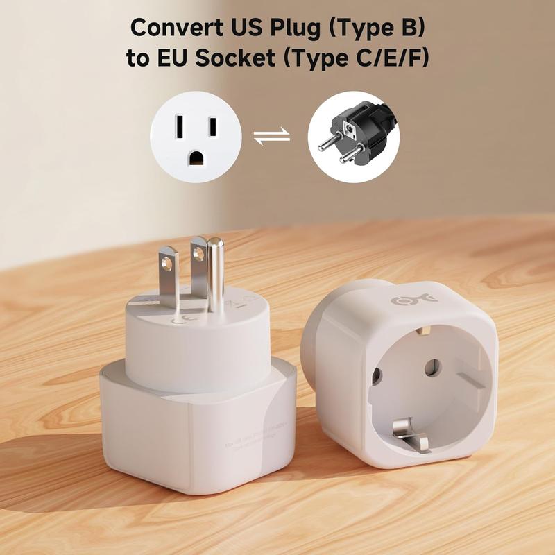 European to  Plug Adapter, EU to  Plug Adapter Converter for Type C/E/F to Type B, Works with Devices from France, , , Spain, Greece, and More, CE & RoHS Certified